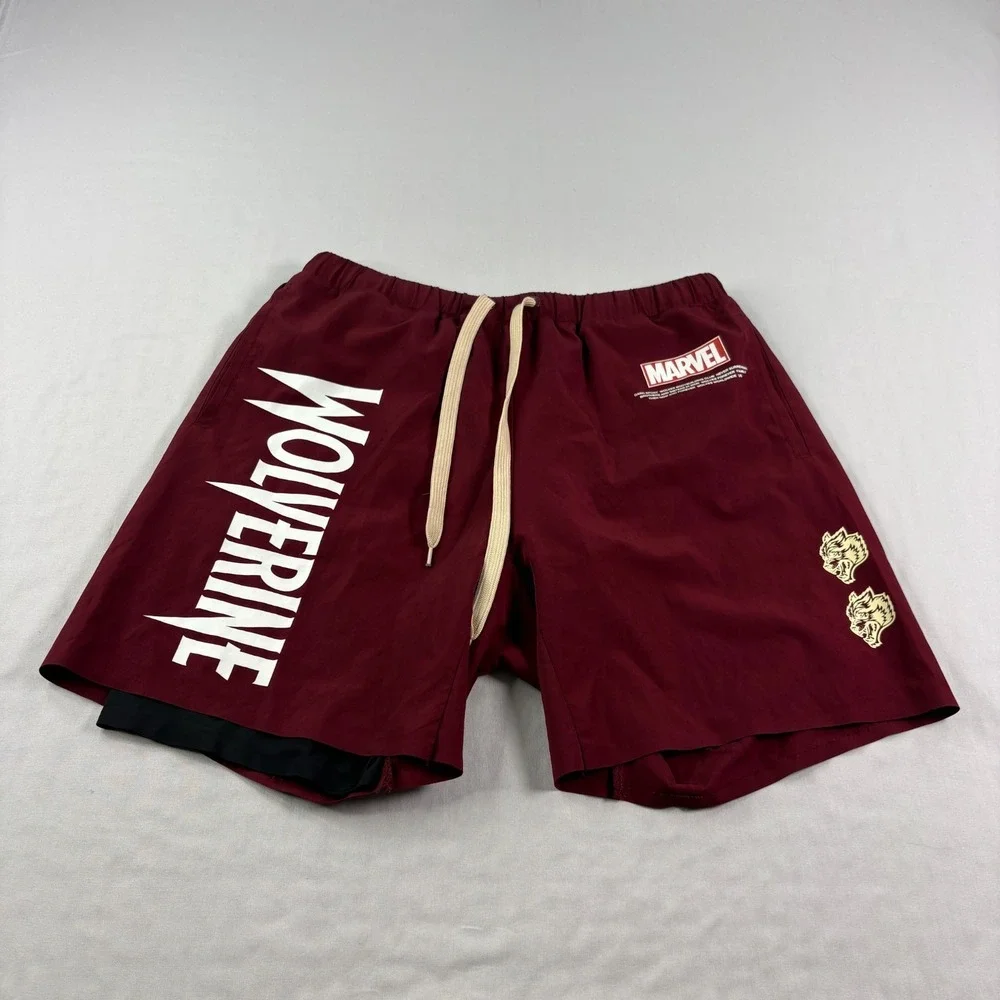 Darc Sport Wolverine Shorts Mens Large Red Marvel Hero Elite Athletic Lined